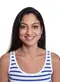 passport picture laughing turkish woman striped shirt isolated white background cut out 53089120 1